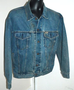 VTG LEVI STRAUSS SIGNATURE DENIM JEAN JACKET Mens LARGE Medium Wash TRUCKER VGC - Picture 1 of 7