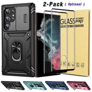 For Samsung Galaxy S22/Plus/Ultra Camera Slide Stand Case Cover w/Tempered Glass - Picture 1 of 40