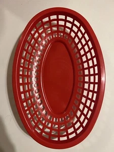 Red Oval Plastic Fast Food Basket Restaurant Food Serving Baskets 4 baskets - Picture 1 of 4