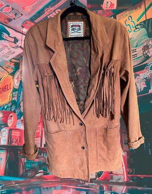Vintage Golden brown Fringe Suede Jacket By ADLER in Great Condition Sz Medium - Image 1 of 4