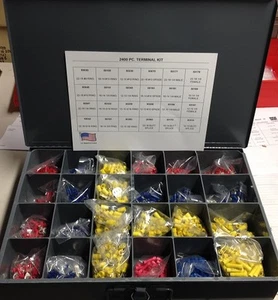 Kit de conector de terminal de cable profesional 2400 anillos de pala horquilla caja de metal - Imagen 1 de 4