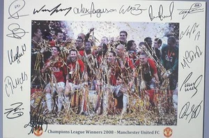 MANCHESTER UNITED 2008 UEFA Cup Champions signed Print - Picture 1 of 1