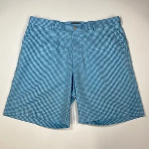 Pantalones cortos de golf Peter Millar Wicking talla 38 azul blanco a cuadros - Imagen 1 de 7