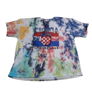 Vtg Croatia Flag Le Pays T-shirt Single Stitch Made in USA Size XXL 2XL TyeDye - Picture 1 of 8