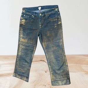 Cache Roségold beschichtete Damenjeans weites Bein Größe 8 2" Bündchen Festival Streetwear - Bild 1 von 9