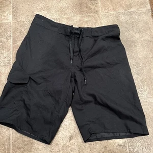 HANG TEN MENS BOARD SHORTS / 32 / Black / Swim Trunks / Snaps & Ties /lined - Picture 1 of 7