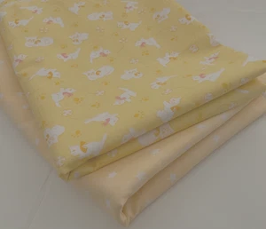 Menge 2 Vintage Baumwolle Quilten Stoff Stücke 45" x 1 7/8 Yards Gelb - Bild 1 von 5
