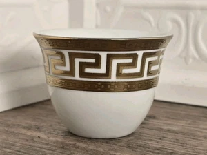 Set of (9) Espresso Cups Greek Key Gold White - Picture 1 of 6