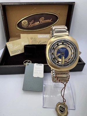Vintage 1970’s Lucien Piccard Automatic Giltron Full set Box Papers Tag Day Dat - Image 1 of 4