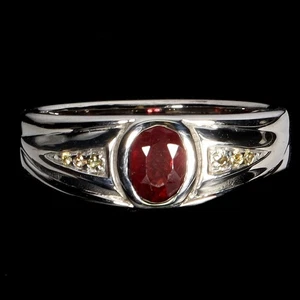 925 Sterling Silver Ring Oval Ruby 6x4mm Sapphire Natural Gemstone Jewelry Sz 7 - Picture 1 of 13