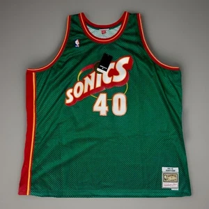 100% Authentic Shawn Kemp Mitchell Ness 96 NBA Finals Seattle Sonics Jersey 5XL - Picture 1 of 4