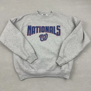 Vintage Washington Nationals Sweatshirt Men Large Grey Lee Sport Pullover MLB L - Picture 1 of 9