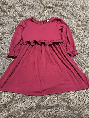Antiguo Vestido Azul Marino Magenta Manga Larga Suave Niñas 5T Foto 1 de 3