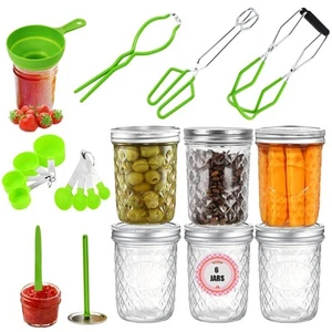16oz Wide Mouth Glass Mason Jars 6pack Canning Jars With Tools, Canning Suppl... - Picture 1 of 7