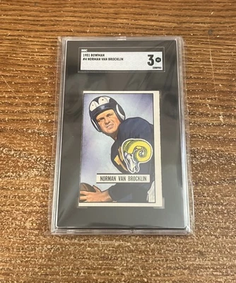 1951 BOWMAN #4 NORMAN VAN BROCKLIN RAMS SGC GRADED VG 3 - Image 1 of 2