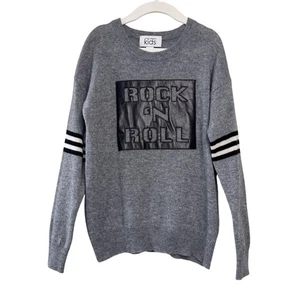 Suéter AURUMN CASHMERE KIDS Rock N Roll Unisex 8 Cuero Gris Lana Merino Nuevo sin Etiquetas - Imagen 1 de 8