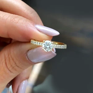 14k Yellow Gold Semi Mount 0.20 Carat Diamond Round Cut Setting Engagement Ring - Picture 1 of 10