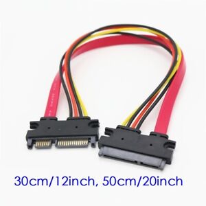 12 Inch Male to Female 7+15 Pin SATA Data HDD Power Combo Extend Extension Cable