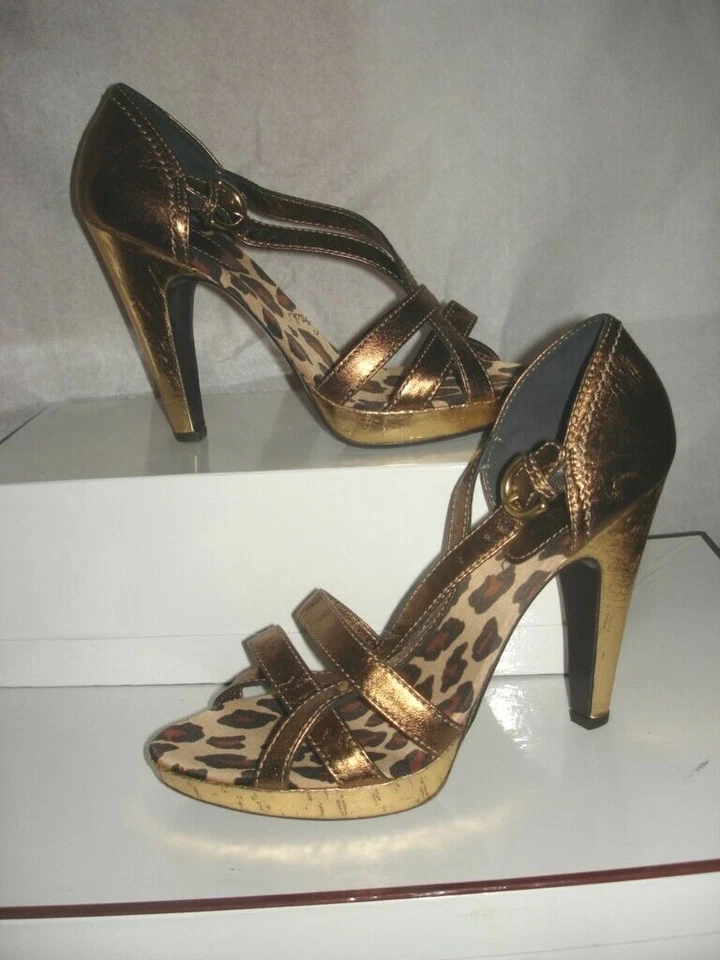 COACH DORATHEE BRONZE METALLIC KID OPEN TOE HEELS SANDALS 9 - Image 1 of 1