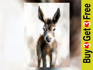 Adorable Donkey Foal 5"x7" Print on Matte Paper | Charming Farm Animal Painting - Picture 1 of 17