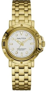 New NAUTICA NST 800 Women's Watch Yellow Gold Tone Steel bracelet 36mm NAD17529L - Picture 1 of 3