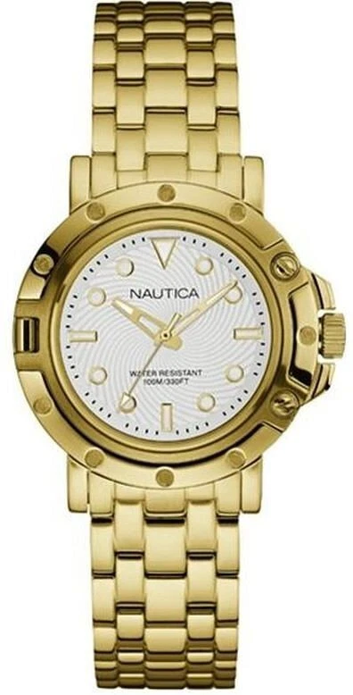 New NAUTICA NST 800 Women's Watch Yellow Gold Tone Steel bracelet 36mm NAD17529L - image 1 of 3