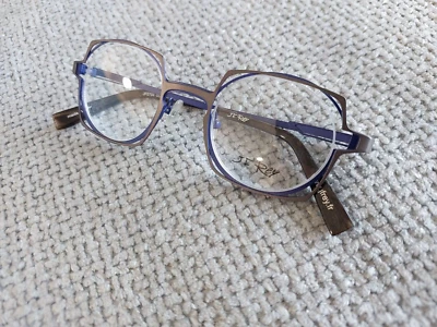 JF Rey Square Eyeglasses Frame Model JF2794 Color 0525 Silver & Purple 44-23 - Image 1 of 4