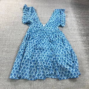 Oliphant Dress Womens Small Cross Back Mini 1210V Lined Floral Blue Spring Dress - Picture 1 of 13