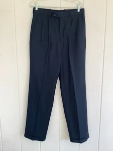 Alan Flusser Hose Herren 32x32 blau Plissee Bündchen elegante Businesshose schön - Bild 1 von 6