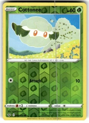 Pokemon TCG Cottonee 005/202 Swsh01: Sword & Shield Reverse Holo NM - Image 1 of 2