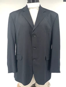 J. FERRAR Black Single Breast 3 Button Closure Polyester Men's Blazer Size 44R - Picture 1 of 12
