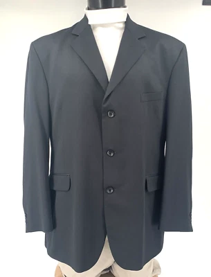 J. FERRAR Black Single Breast 3 Button Closure Polyester Men's Blazer Size 44R - Image 1 of 4