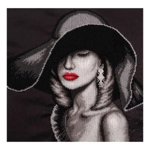 Lady with Red Lips Bead Embroidery Scheme on Canvas DIY Printed Patern t-0858 - Picture 1 of 14