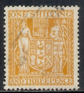NEW ZEALAND #AR47 USED VF - 1931 1sh3p YELLOW POSTAL FISCAL ISSUE (A) - Picture 1 of 2