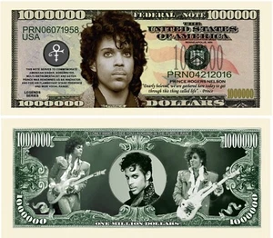 ✅ 100 Stück Prince Musik Banknote Sammlerstück Neuheit 1 Million Dollar Scheine ✅ - Bild 1 von 6