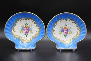 Vintage Limoges Porcelain de France Hand Painted Blue Shell Dishes x 2 - Picture 1 of 4