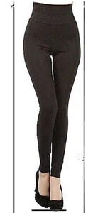 TUMMY CONTROL FLEECE LEGGING - BLACK - Picture 1 of 2
