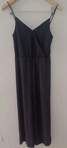 Q2 COLLECTION Label Womens Black Shiny Metallic Stretch Playsuit Jumpsuit Size S - Picture 1 of 7
