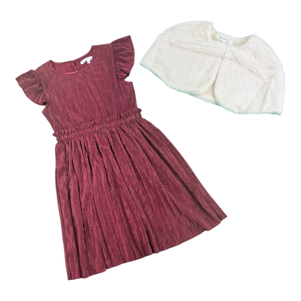 Nannette Girls Dress with Faux Fur   Size, 7, 8, 10 - Image 1 of 1