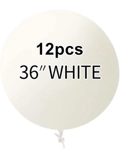 36” White Latex Balloons, 12 in a package - Picture 1 of 10