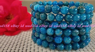 Wholesale Lot 6 Pcs Natural Apatite 8mm 7.5” Crystal Healing Stretch Bracelet - Image 1 of 2