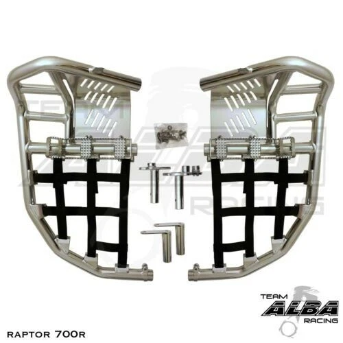 Raptor 700 Nerf Bars Pro Peg Heel Gaurds Alba Racing Silv Blk 197 T7 SB — 第 1/3 张图片