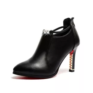 Sexy Zapatos de Fiesta para Mujer Tacones Altos Punta Punta Cremallera Botines Bajos - Imagen 1 de 8