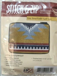 Alice Peterson Stitch & Zip Coin Case Kit Self Finishing Needlepoint Canvas - Picture 1 of 15