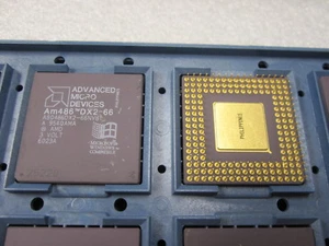 Vintage AMD Am486DX2-66 Ceramic Gold CPU Processor A80486DX2-66NV8T Made in 1995 - Picture 1 of 1