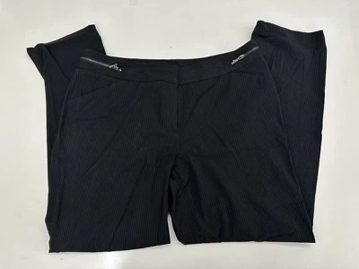 Pantalones de vestir para mujer Rafaella negros a rayas calce moderno talla 12 pequeños Foto 1 de 4