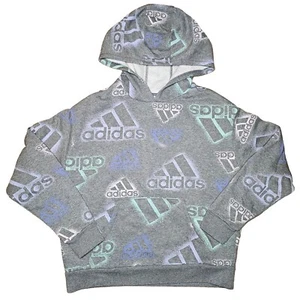 Adidas Pink And Grey Hoodie | Girls Size L (14) Child Hooded Sweatshirt - Picture 1 of 3