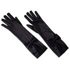 Women Long Black Gloves Full Finger Bridal Wedding Bowknot Lace Mittens