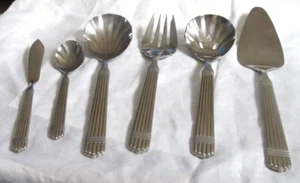 Retroneu Esprit Ribbed 18/8 Stainless Flatware 6 Piece Hostess Set Korea - Picture 1 of 8