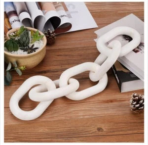 Decorative Wood Chain Link Modern Boho Home Farmhouse Decor, 5 Link Chain White - Picture 1 of 10